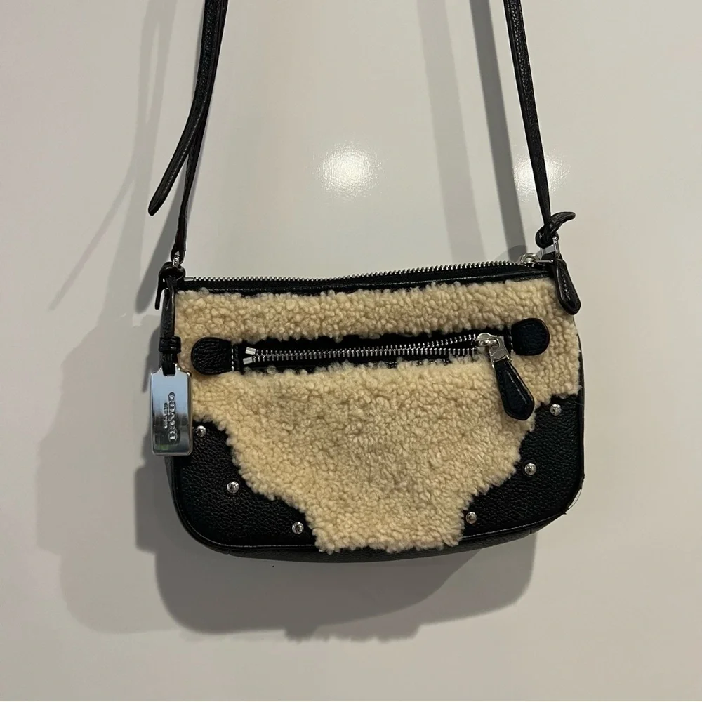 COACH Shearling Leather Rhyder Pochette Crossbody Bag